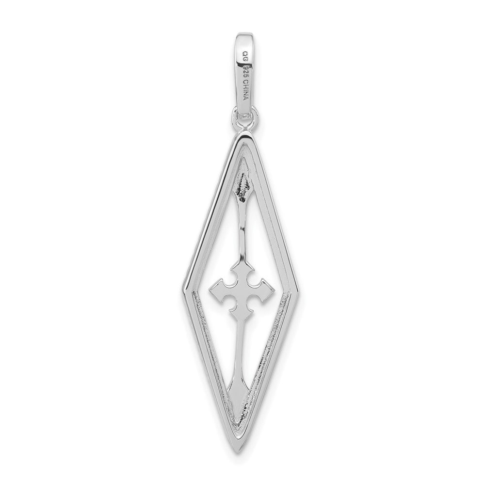 Sterling Silver Rhodium-Plated Fancy Cz Pendant