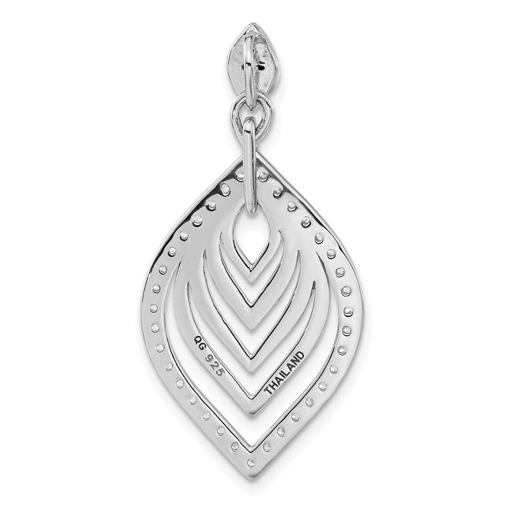 Sterling Silver Rhodium-Plated Polished Fancy Black Onyx & Cz Pendant