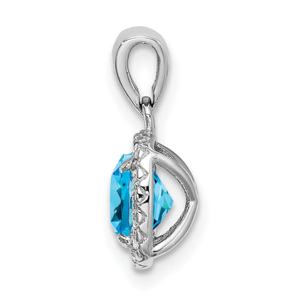 Sterling Silver Rhod-Plate 1.05Bl. Topaz/Creat. Wht Sapphire Pendant