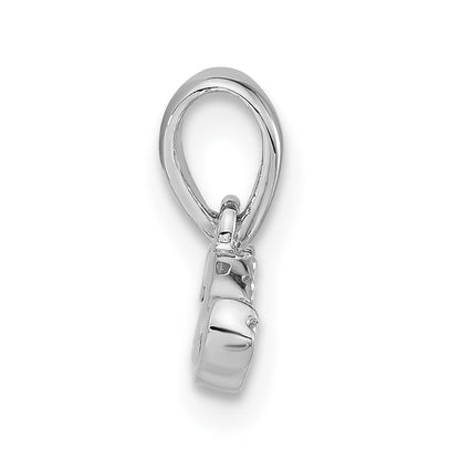 Sterling Silver Rhodium-Plated Polished Cz Mustache Pendant