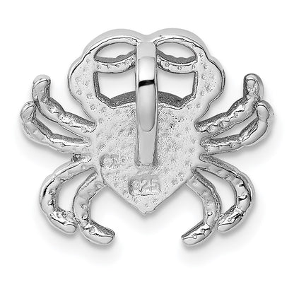 Sterling Silver Rhodium-Plated Blue Inlay Created Opal Crab Slide