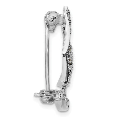 Sterling Silver Antiqued Marcasite Sailboat Pin