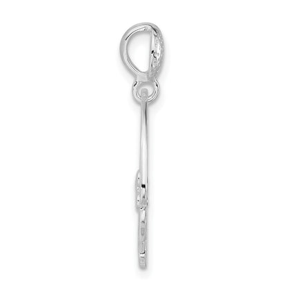 Sterling Silver Polished Fancy Cz Chain Slide Pendant