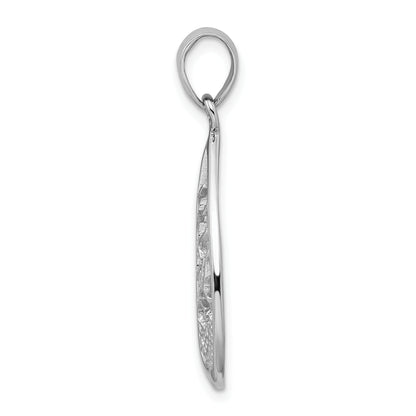 Sterling Silver Rhodium-Plated Polished Tree Teardrop Pendant