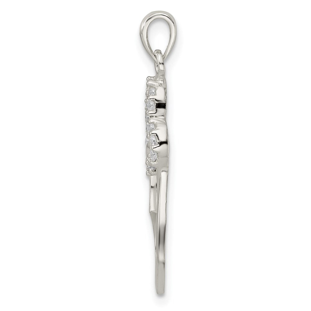Sterling Silver Polished Cz Double Heart Pendant