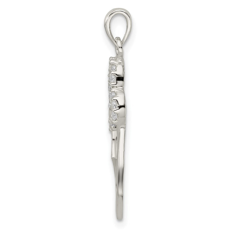 Sterling Silver Polished Cz Double Heart Pendant