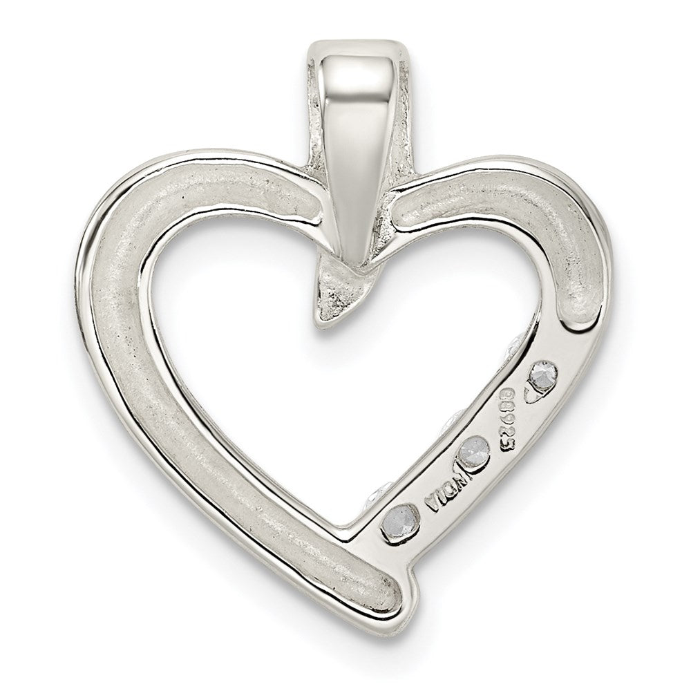 Sterling Silver Polished W/Cz Heart Slide