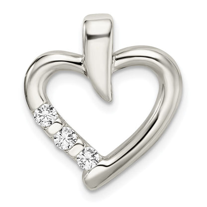 Sterling Silver Polished W/Cz Heart Slide