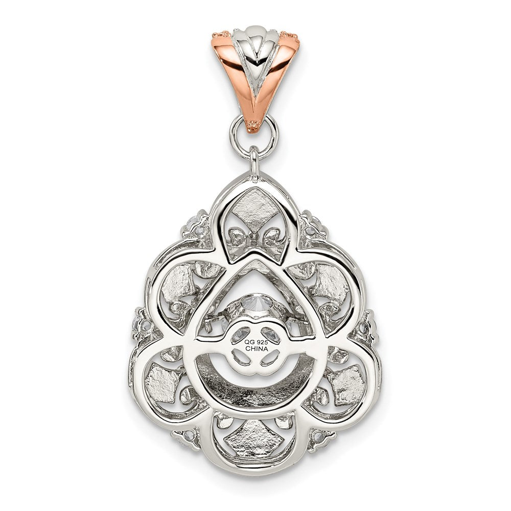 Sterling Silver Plat-Plate Rose-Tone Vibrant Cz Fancy Penda