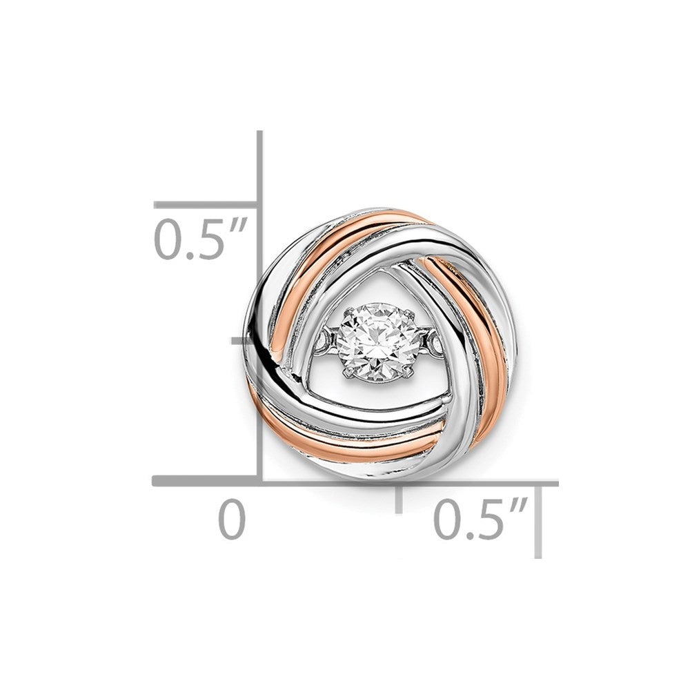 Sterling Silver Plat-Plate Rose-Tone Vibrant Swar Zirconia Chain Slide