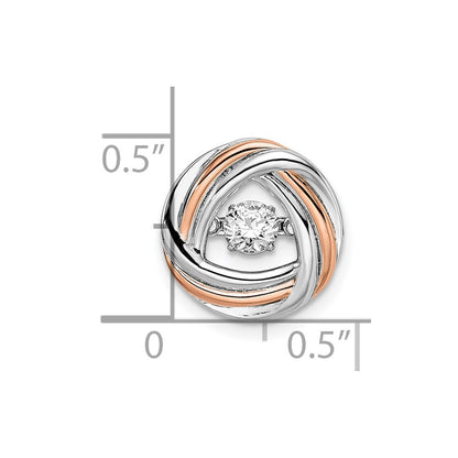 Sterling Silver Plat-Plate Rose-Tone Vibrant Swar Zirconia Chain Slide