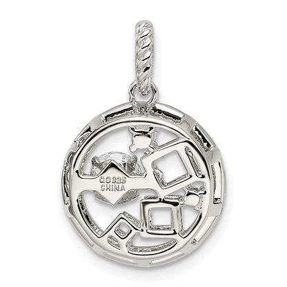 Sterling Silver Platinum-Plate & Gold-Tone Vibrant Swarovski Zirconia Penda