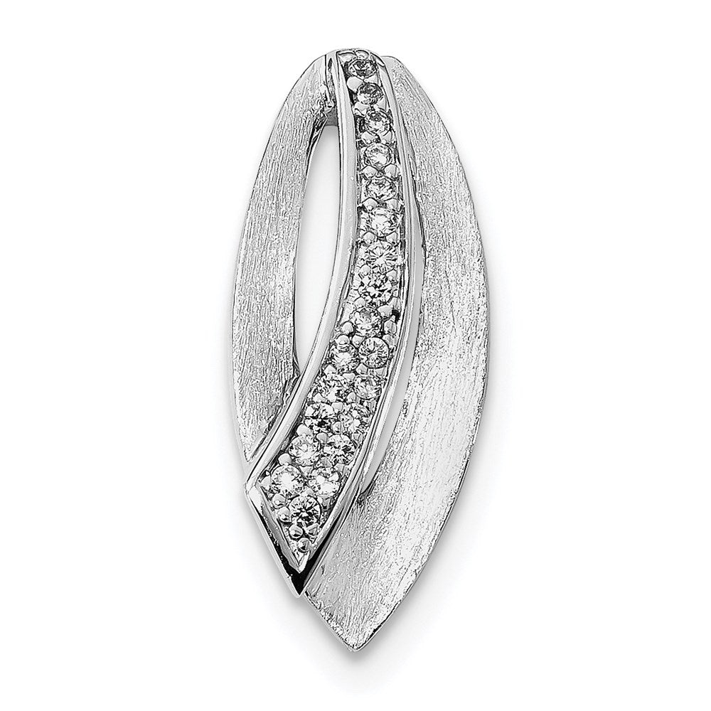 Sterling Silver Rhodium-Plated Scratch Finish Cz Slide