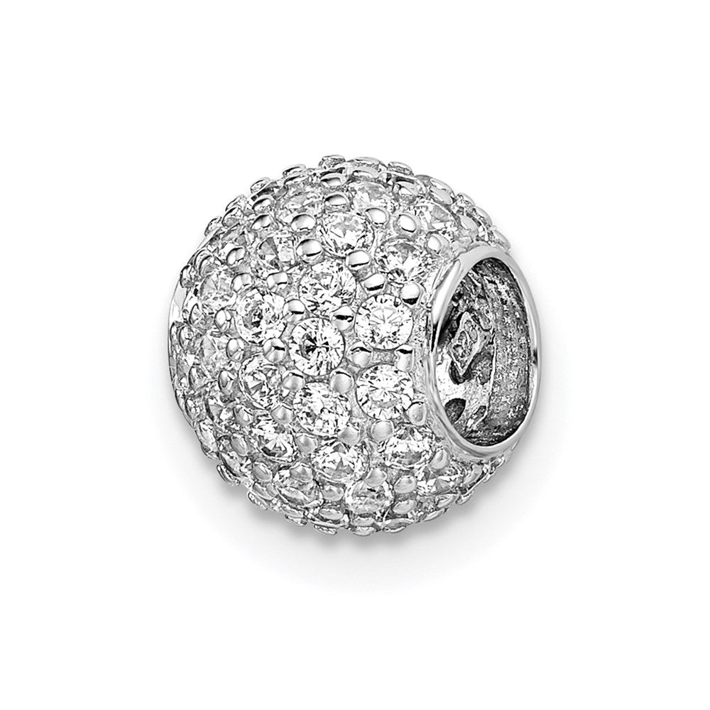 Sterling Silver Rhodium-Plated Cz Bead Pendant