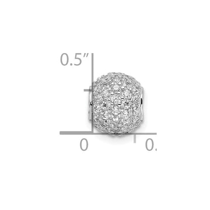Sterling Silver Rhodium-Plated Cz Bead Pendant