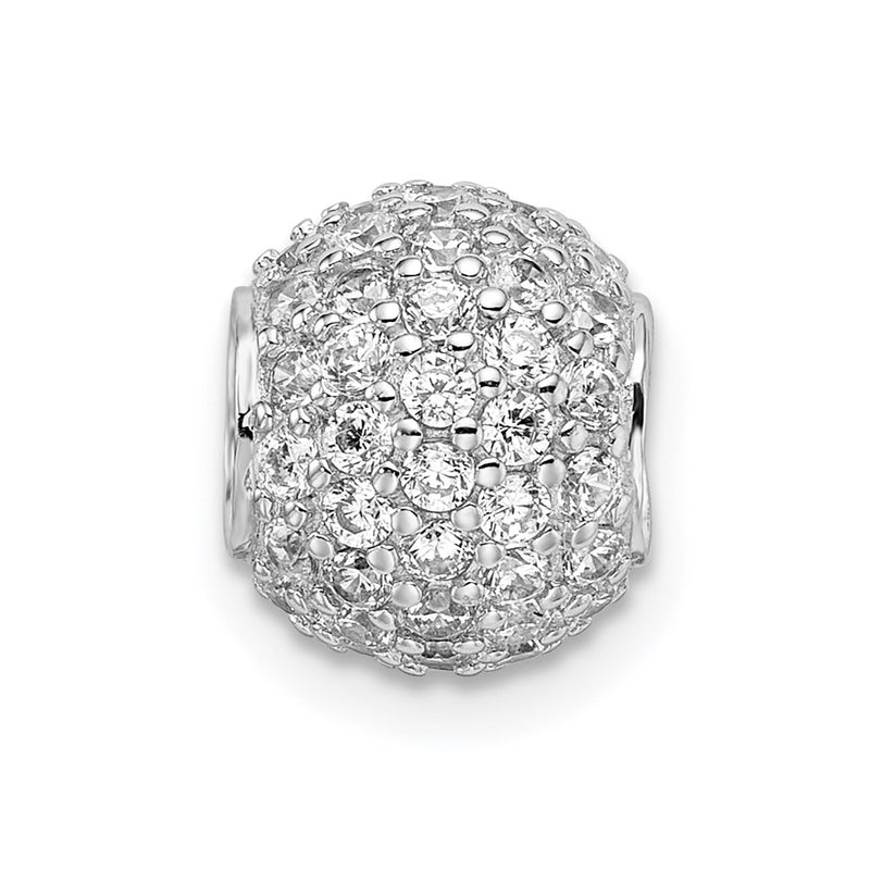 Sterling Silver Rhodium-Plated Cz Bead Pendant