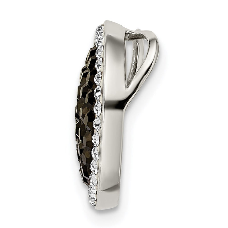 Sterling Silver Black And White Crystal Circle Chain Slide