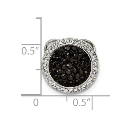 Sterling Silver Black And White Crystal Circle Chain Slide