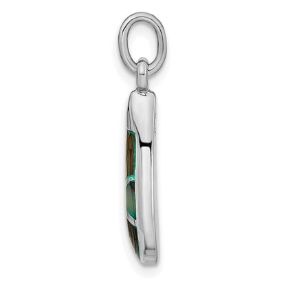 Sterling Silver Rhodium-Plated Abalone Teardrop Pendant