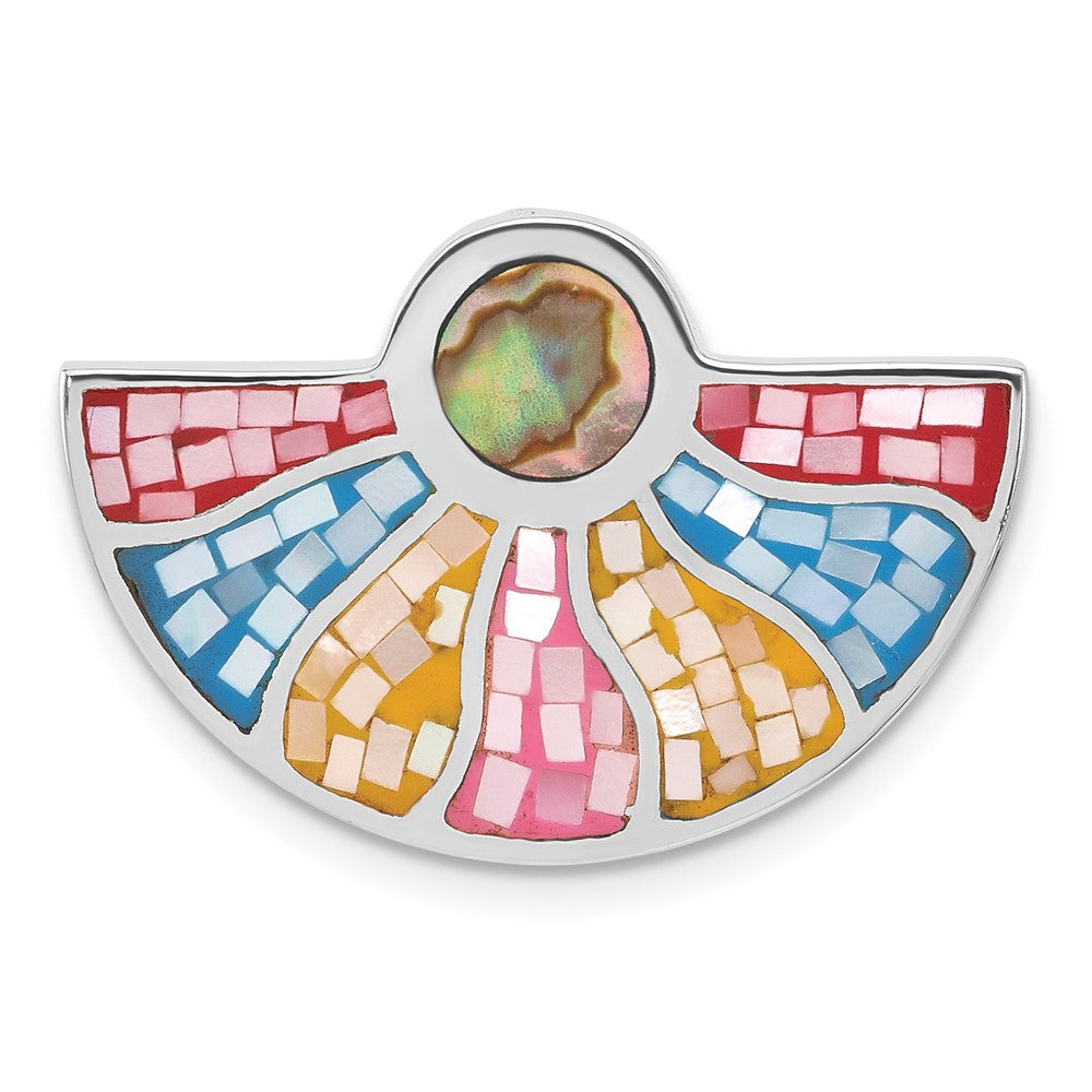 Sterling Silver Polished Multi-Color Mother Of Pearl Slide