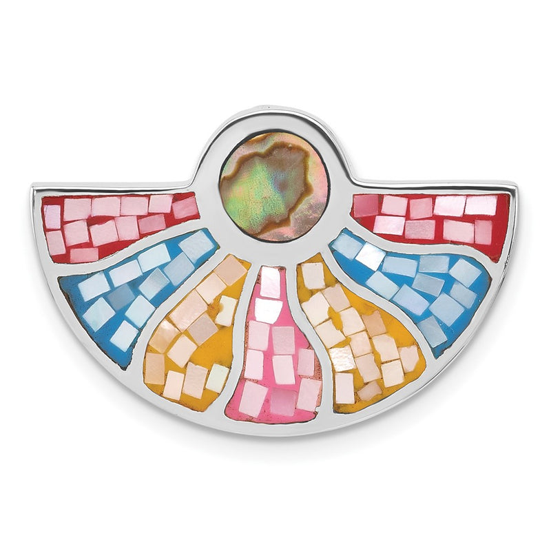 Sterling Silver Polished Multi-Color Mother Of Pearl Slide