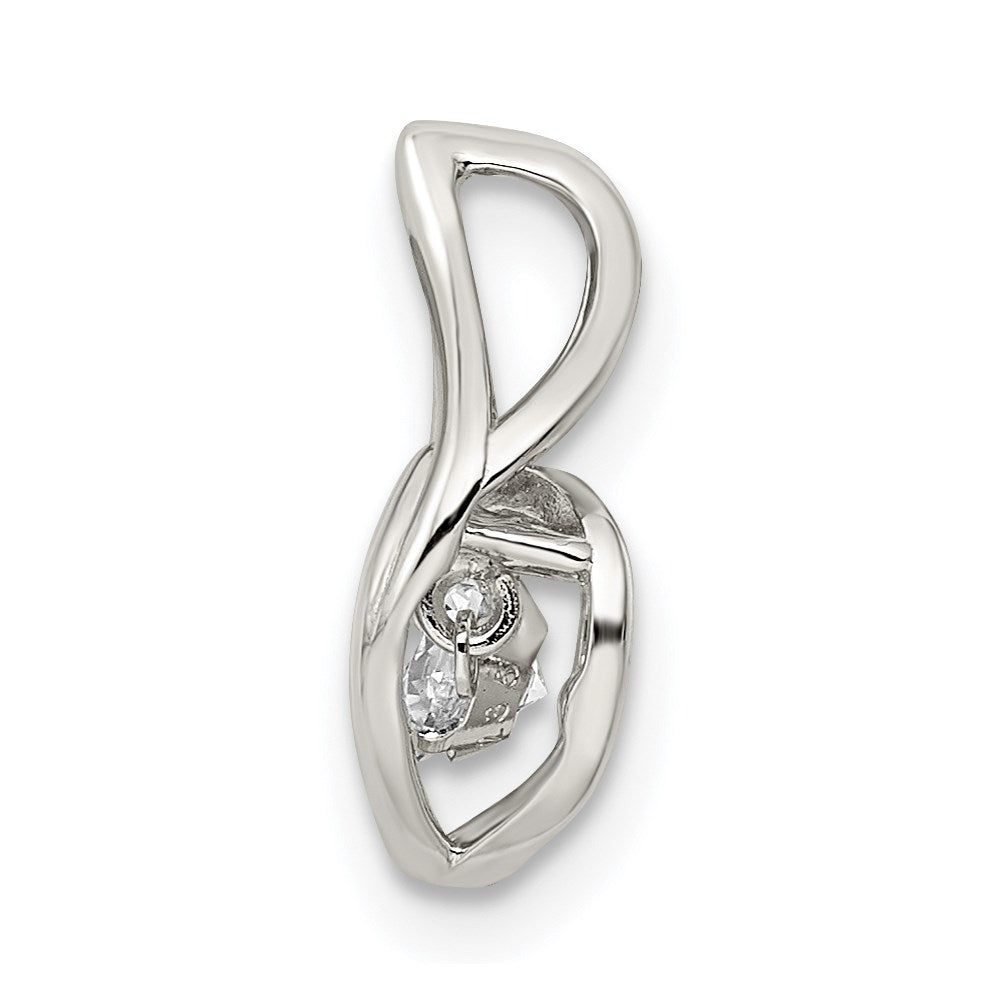 Sterling Silver Platinum Plated Vibrant Swaro Zirconia Heart Chain Slide