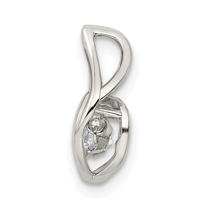 Sterling Silver Platinum Plated Vibrant Swaro Zirconia Heart Chain Slide