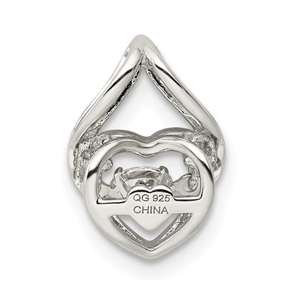 Sterling Silver Platinum Plated Vibrant Swaro Zirconia Heart Chain Slide