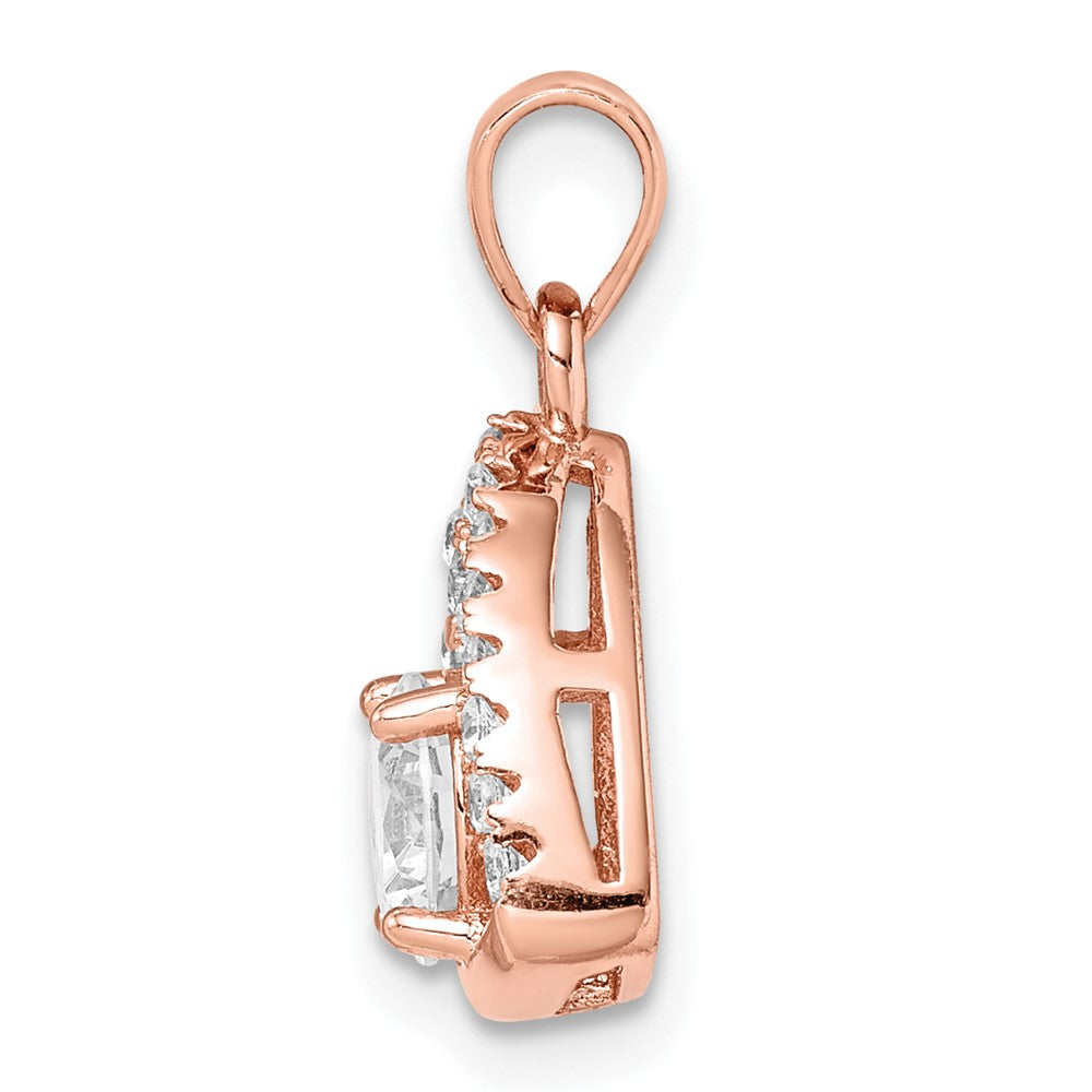 Ss/Gold Plated Sterling Silver Rose-Tone Triangle Cz Pendant