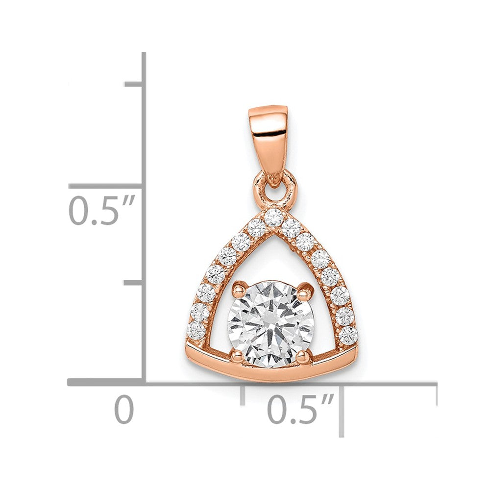 Ss/Gold Plated Sterling Silver Rose-Tone Triangle Cz Pendant