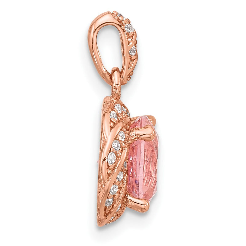 Sterling Silver Rose-Tone Crystal Pendant