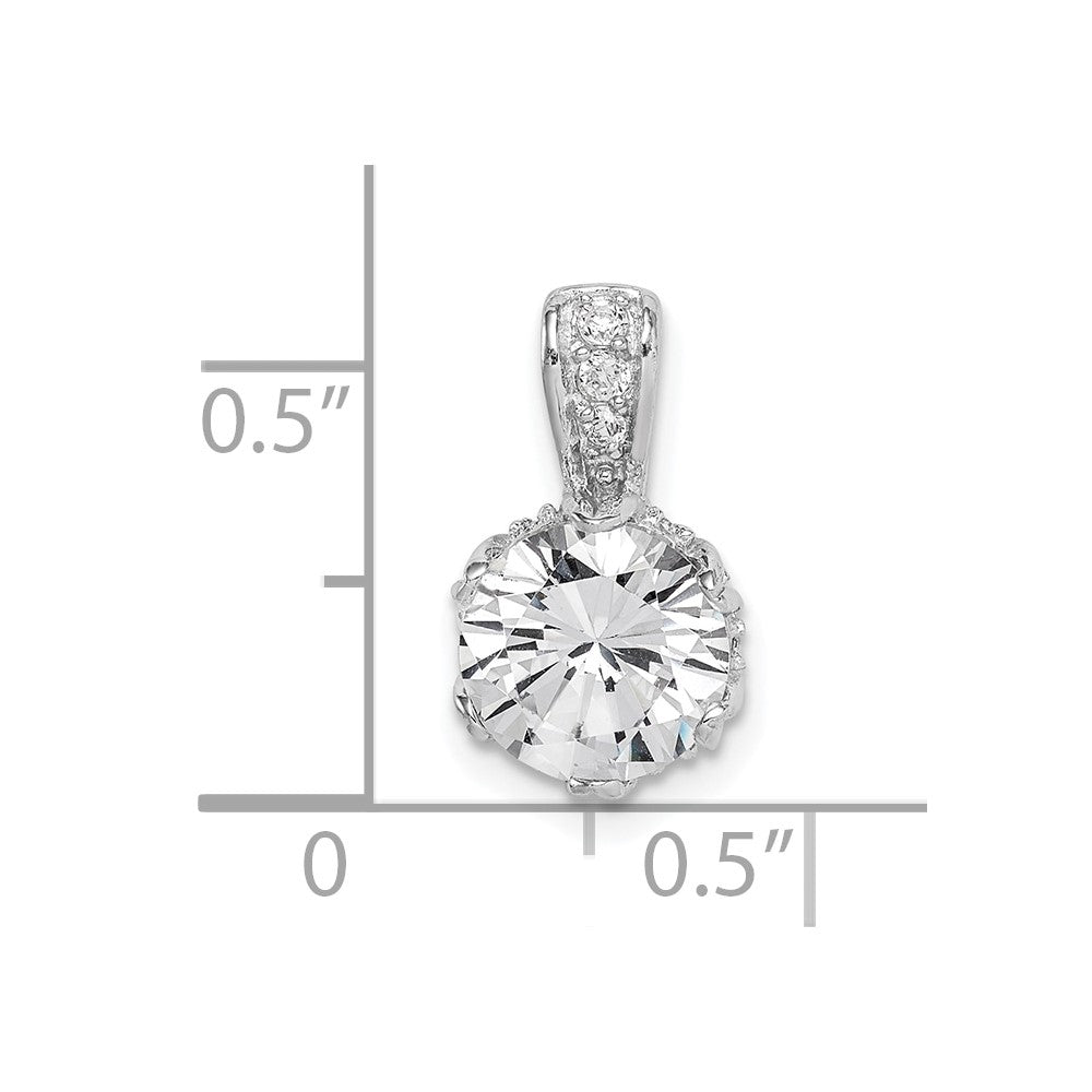 Sterling Silver Rhodium-Plated Cz Pendant