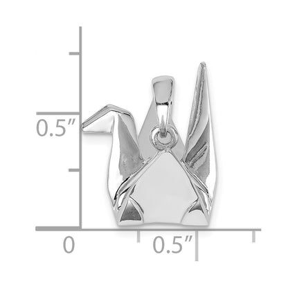 Sterling Silver Rhodium-Plated Origami Crane Pendant