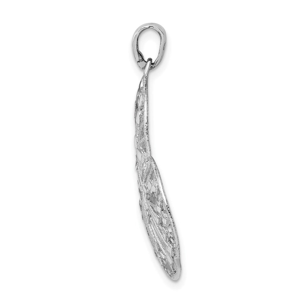 Sterling Silver Rhodium-Plated Brushed/Polished D/C Heart Pendant