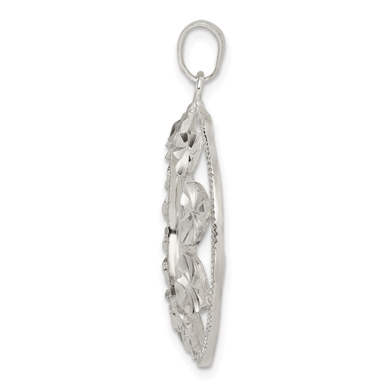 Sterling Silver Diamond-Cut Heart Pendant