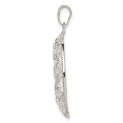 Sterling Silver Diamond-Cut Flower Pendant