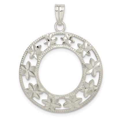Sterling Silver Diamond-Cut Flower Pendant