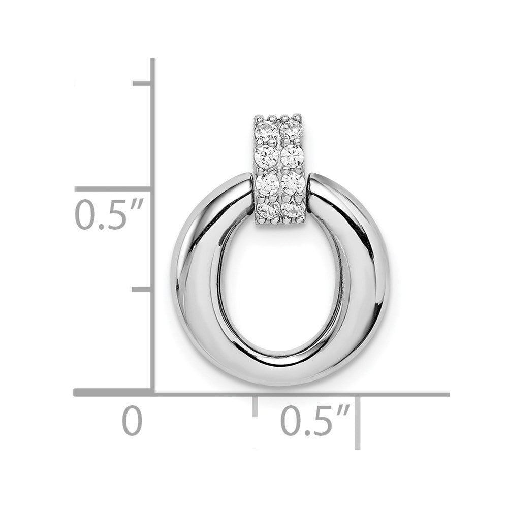 Sterling Silver Rhodium Plated Cz Pendant