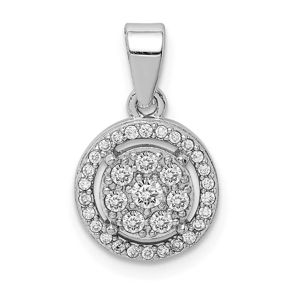 Sterling Silver Rhodium-Plated Pave Cz Circles Pendant