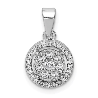 Sterling Silver Rhodium-Plated Pave Cz Circles Pendant