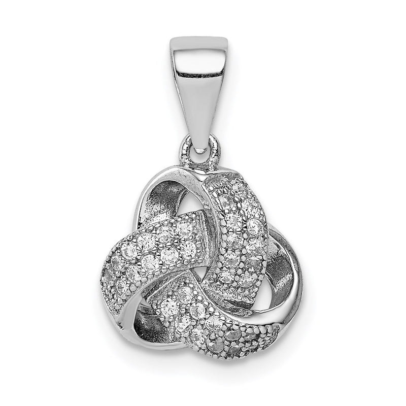 Sterling Silver Rhodium-Plated Polished Cz Love Knot Pendant