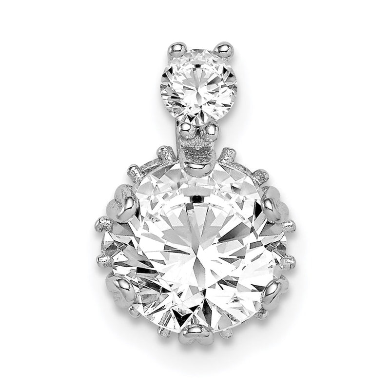 Sterling Silver Rhodium-Plated Polished 8mm Round Cz Chain Slide