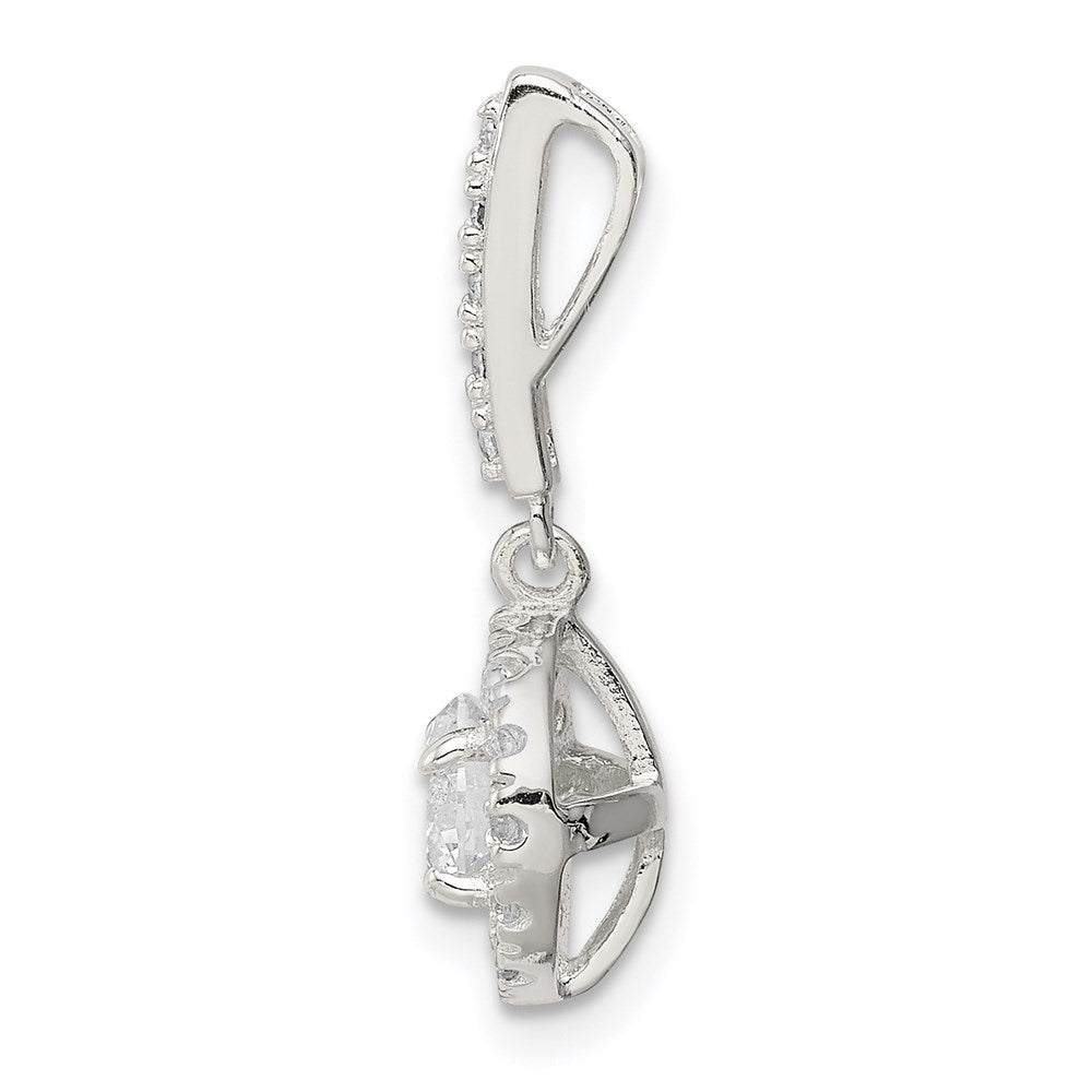 Sterling Silver Cz Halo Dangle Pendant