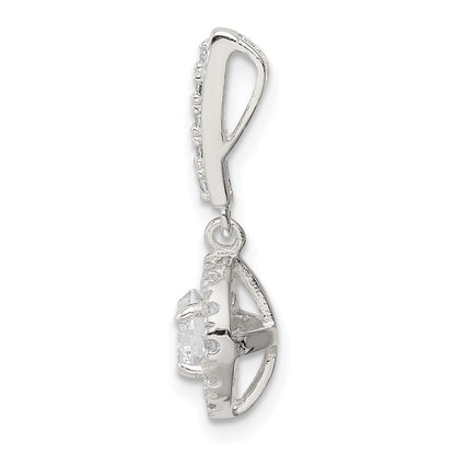 Sterling Silver Cz Halo Dangle Pendant