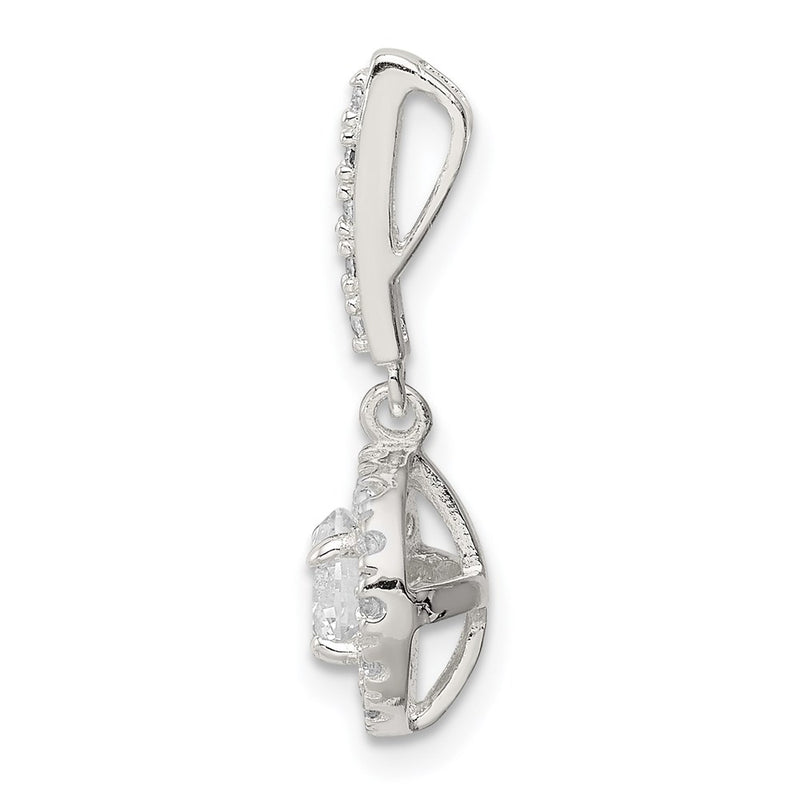 Sterling Silver Cz Halo Dangle Pendant