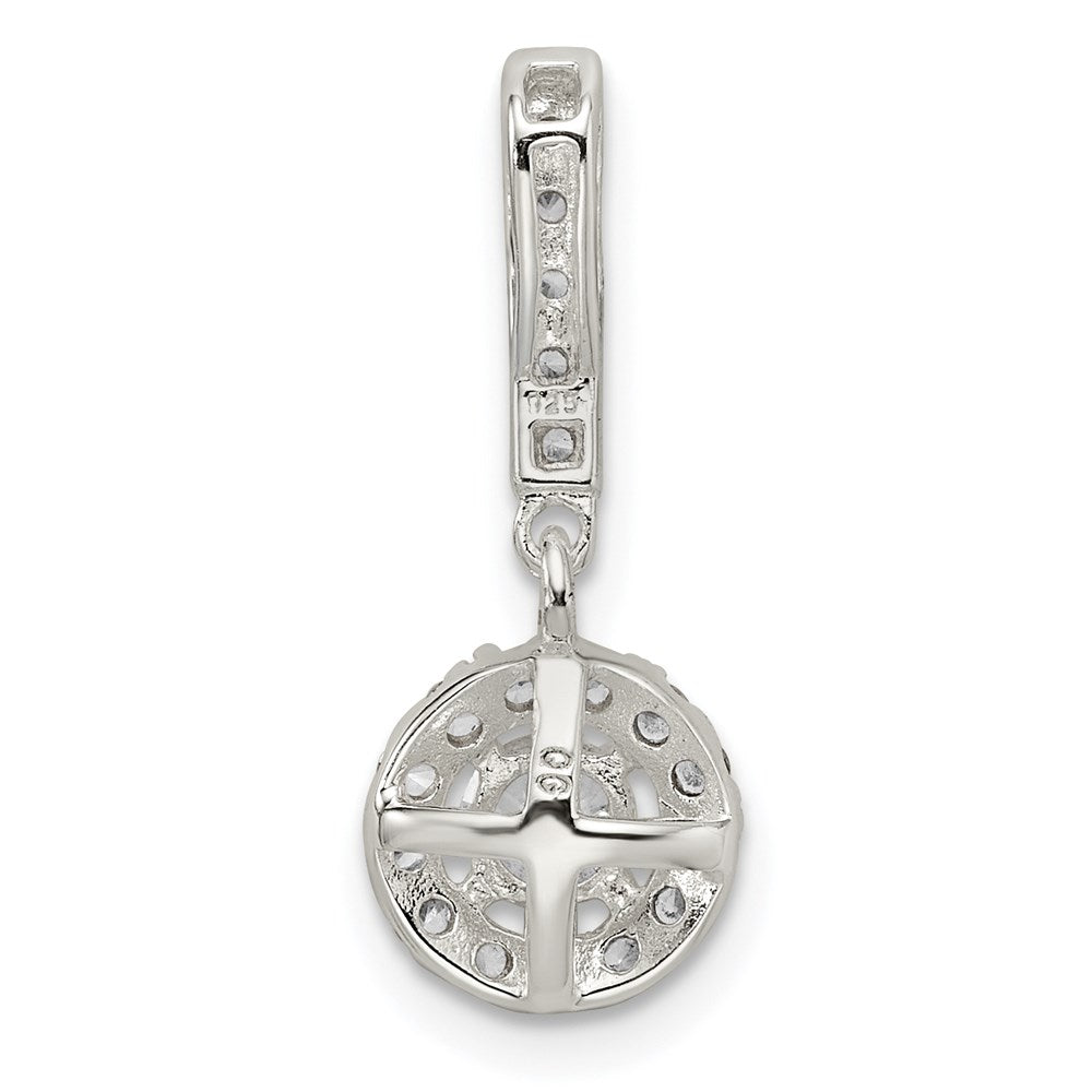 Sterling Silver Cz Halo Dangle Pendant