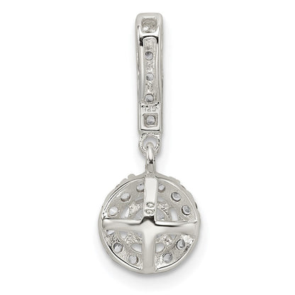 Sterling Silver Cz Halo Dangle Pendant