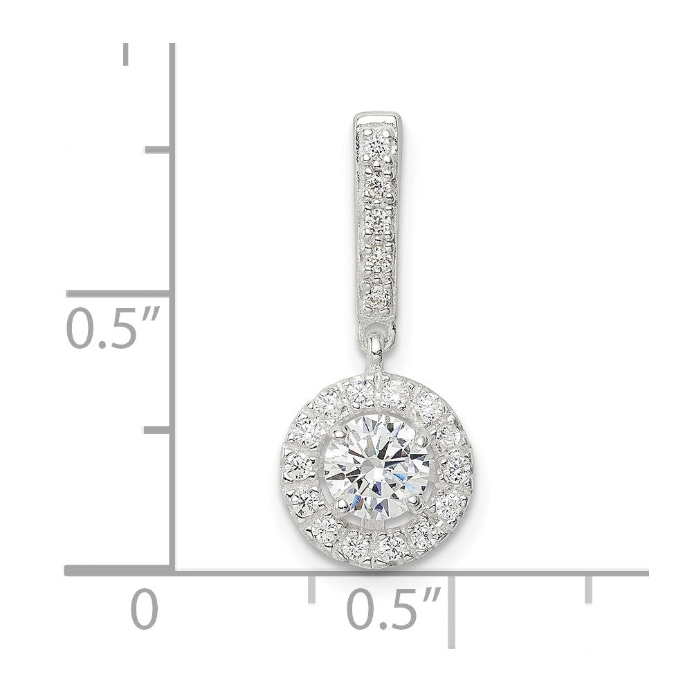 Sterling Silver Cz Halo Dangle Pendant