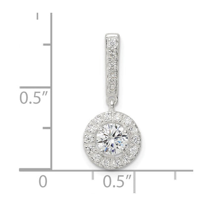 Sterling Silver Cz Halo Dangle Pendant
