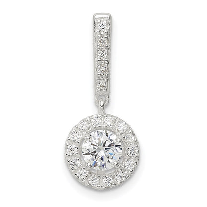 Sterling Silver Cz Halo Dangle Pendant